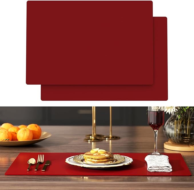 Silicone Counter Mat 40x60cm 2 Pack - High-Temp Resistant, Non-Slip Waterproof Pad for Kitchen Countertops, Sink & Stove (Red)
