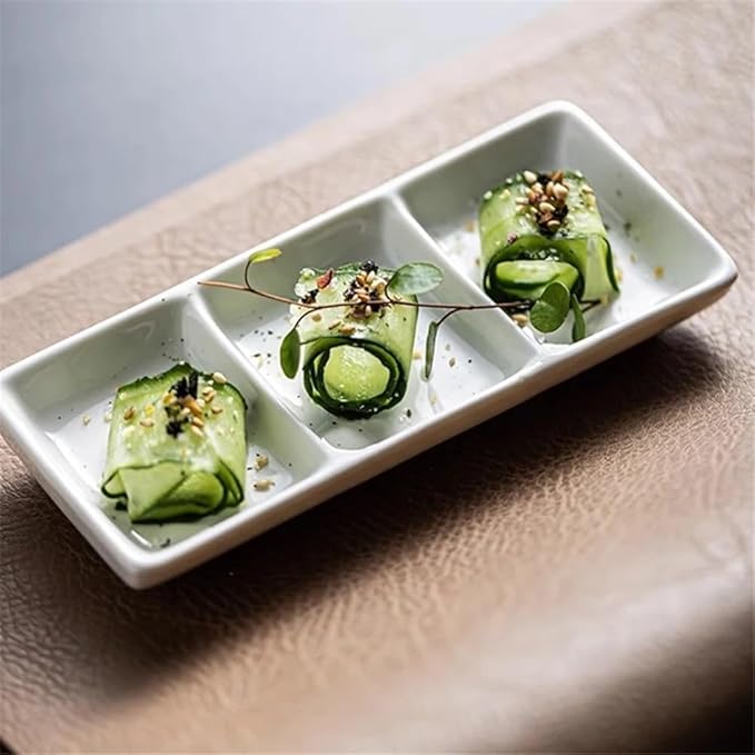 Appetizer Plates White Ceramic Seasoning Dish Sushi Dish Soy Sauce Dish Molecular Cuisine Tableware for Condiment(Large)