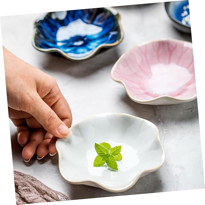 Luxshiny 3pcs Ceramic Seasoning Dishes for Dipping Sauces Beautiful Design for Appetizers Side Dishes and Home Entertaining