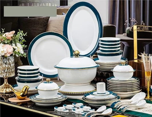 62pcs Dinnerware Sets White Porcelain Nordic Style Ceramic Plates Bowls Complete Tableware Set for Home Use and Corporate Gifts