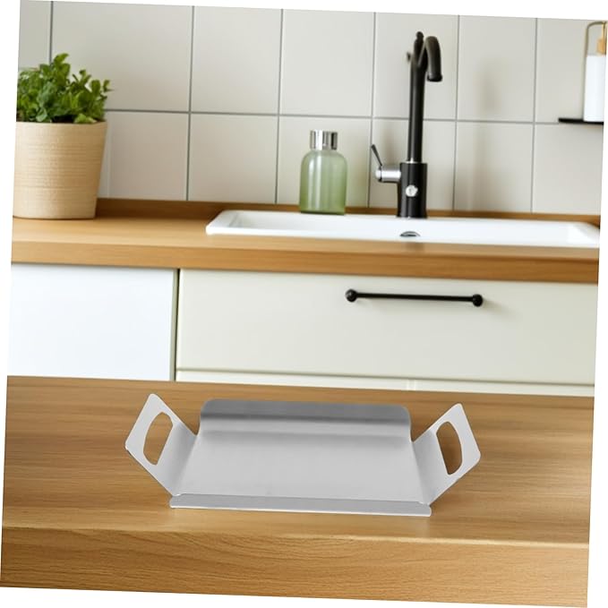 Garneck Korean Style Stainless Steel Bread Tray Silver Multi-Purpose Platter Snack Dishes Cake Tray Portable Serving Platter