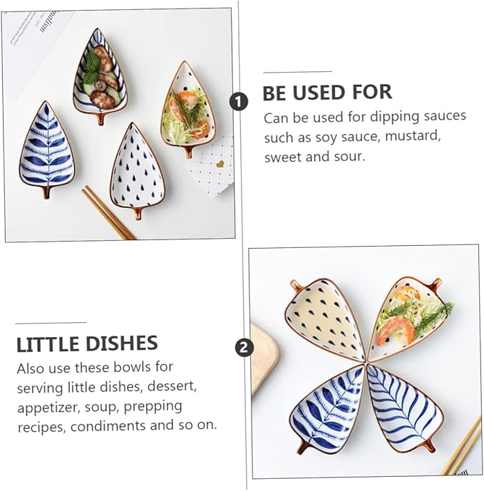 3Pcs Ceramic Sauce Dish Random Style Kitchen Appetizer Plates for Dipping Sauces Spices Snacks and Appetizers Slip Design for Parties