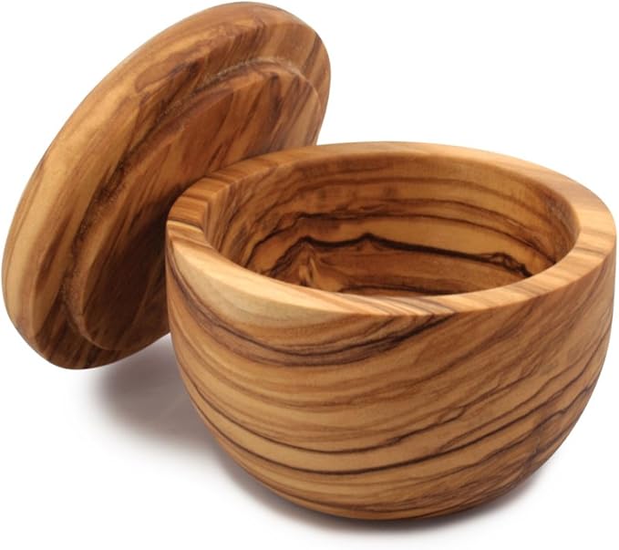 Swissmar Napoli Olive Wood Salt Keeper – Small Container with Removable Wooden Lid, Countertop Spice Jar for Flaky Crystals, Sugar, Seasoning, Kitchen Storage Canister, 2.2 oz / 65 ml