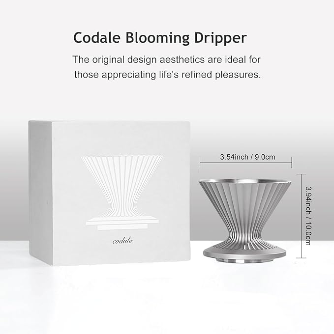 Pour Over Coffee Dripper Drip Coffee Pour Over Maker Resuable Blossom Cone Funnel Stainless Steel Metal Coffee Filter for Travel, Camping, Office, Home, Coffee Maker Brew (Twilight Gray)