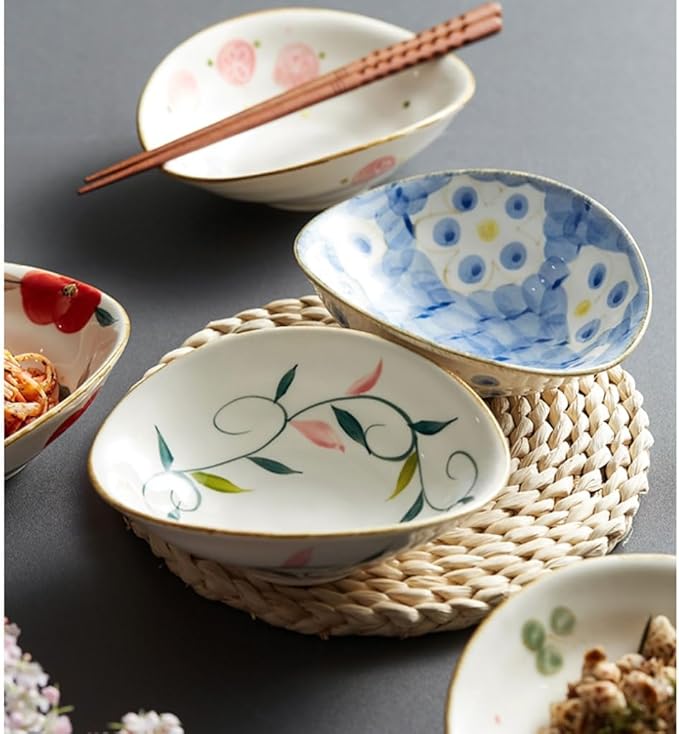 Dessert Plates Seasoning Dipping Side Dish Bowl Japanese Style Particularly Beautiful Salad Dessert Bowl Ceramic Restaurant Hotel Tableware Appetizer Plates Snack Tray(A)