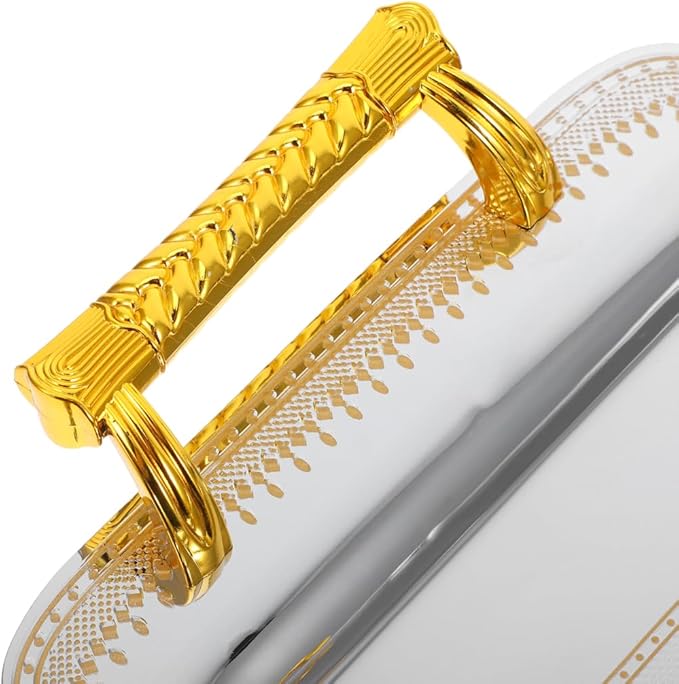 Zerodeko European Vintage Fruit Serving Tray Handles Retro Design Fruit Plate for KTV Hotel and Western Cuisine Food Storage Dish Decorative Snack Platter