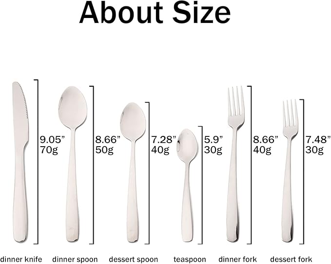 24pcs Silver 304 Stainless Steel Silverware Set with Teaspoons, Elegant Utensils Cutlery Set, Mirror Serving Flatware Set, Service for 4, Dishwasher Safe