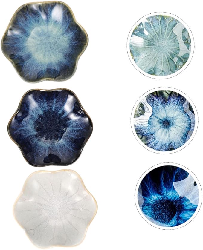 Luxshiny 3pcs Ceramic Seasoning Dishes for Dipping Sauces Beautiful Design for Appetizers Side Dishes and Home Entertaining