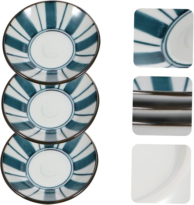 3pcs Ceramic Sauce Dishes Japanese Style Condiment Plates for Dipping Versatile Tableware for Appetizers Desserts and Seasonings
