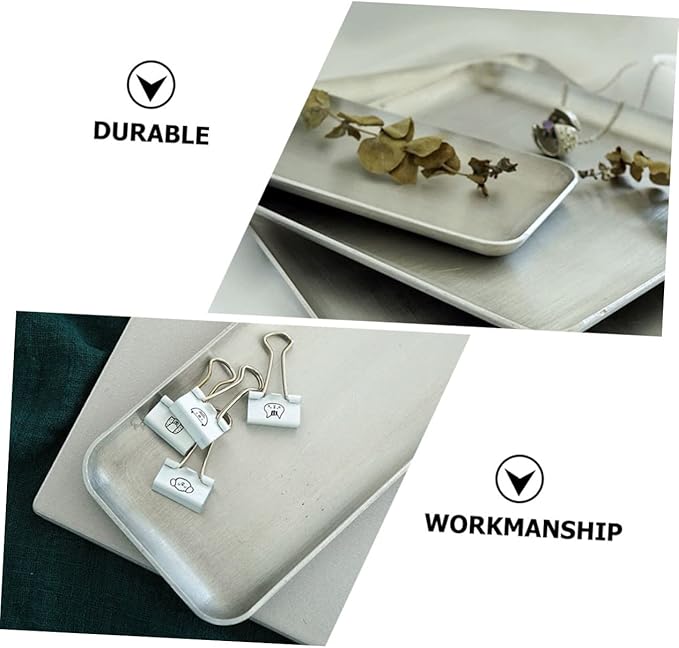 BESTYASH Aluminum Serving Tray Silver Rustic Storage Plate Practical Utility Snack Platter for Home Vintage Industrial Style Small Organizer