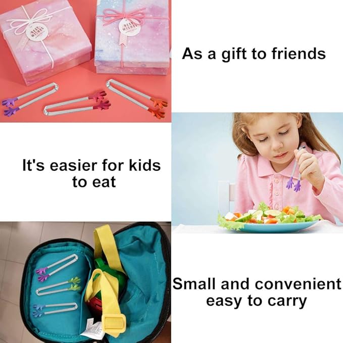 8PCS Silicone Mini Tongs, 5Inch Hand Shape Food Tongs, Colourful Small Kids Tongs for Serving Food, Ice Cube, fruits, Sugar, Barbecue by Sunenlyst (Palm sharp)