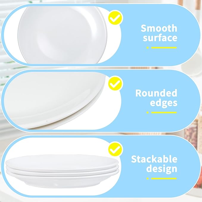 3 PCS Ceramic Appetizer Plates, 6 Inch White Porcelain Dessert Plates, Small Round Serving Dishes for Snack, Salad, Cake, Microwave Oven Dishwasher Safe