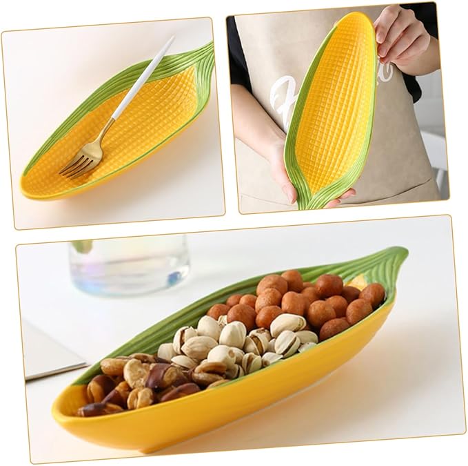 Ciieeo Ceramic Corn Cob Holders with Non Slip Bottom Handpainted Appetizer Plates for Sushi Family Meals Microwave Dishwasher Safe Corn Dishes Elegant Serving Trays for Dining