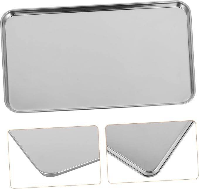 Rectangular Stainless Steel Serving Tray Practical Food Plate for Restaurants and Hotels Silver Non-Slip Design for Catering and Buffet