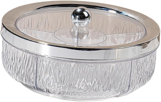 Serving Tray Container Rotating Snack Plate Dried Nuts Platter for Kitchen Entertaining, silver ball