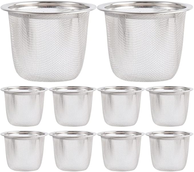 10pcs Teapot Filter Liner Tea Filter Strainer Metal Tea Infuser Tea Cup Strainer Tea Strainer for Loose Tea Fine Mesh Tea Strainers Tea Filters for Loose Tea Metal Tea Strainer