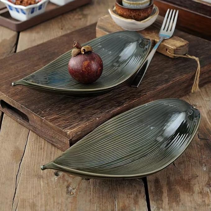 Exquisite Plates, Ceramic Tableware, Leaf Sashimi Plate, Cold Dish, Small Dish, Appetizer Plate, Pastry Plate and Fried Dish