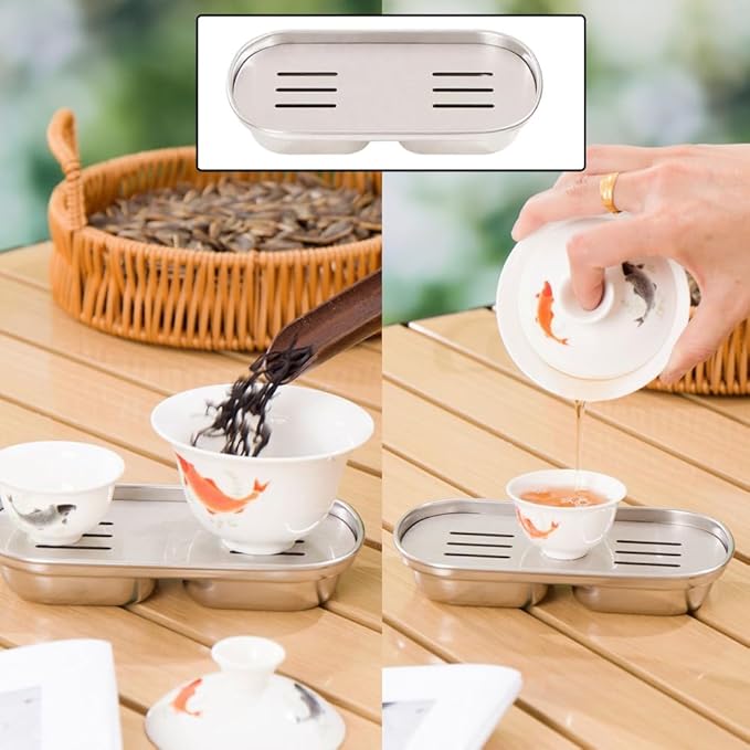 Espresso Cups Drip Tray Tea Cup Saucer Small Glass Teacup Serving Tray Coffee Countertop Drip Trays for Chinese Ceramic Kung Fu Tea Set Double Wall Insulated Espresso Mugs Coffee Shot Glass