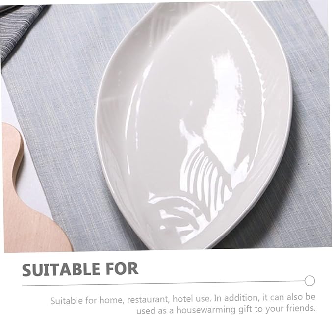 ABOOFAN Ceramic Fish Tray Snack Plate Pastry Serving Steamed Fish Plate Restaurant Food