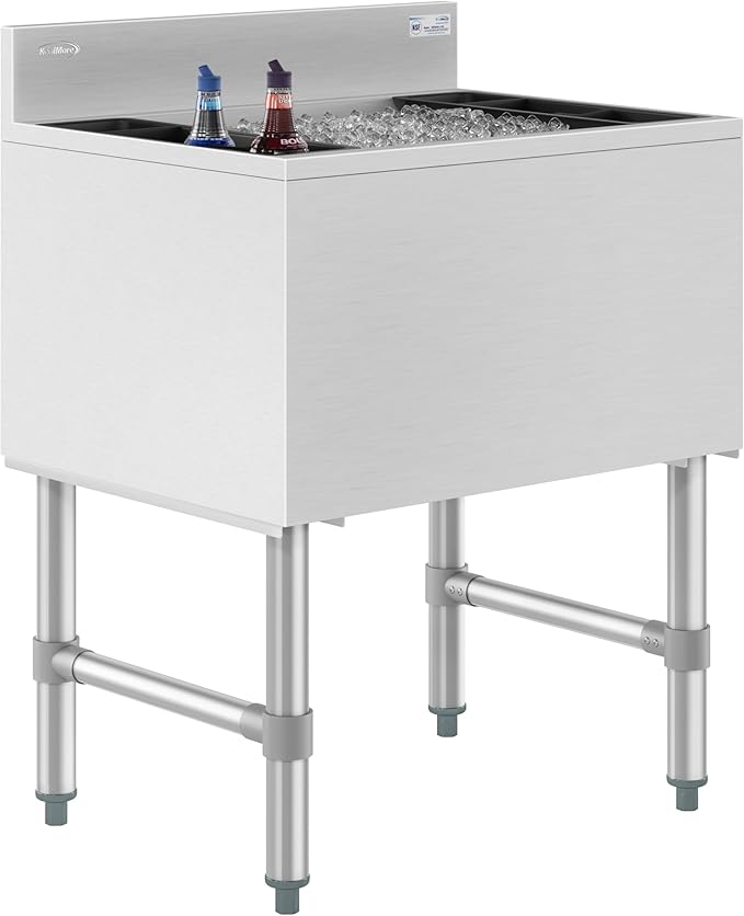 KoolMore 24 Inch Commercial Stainless Steel Underbar Ice Bin with Siding Lid, NSF Certified (KM-UIB-1824)
