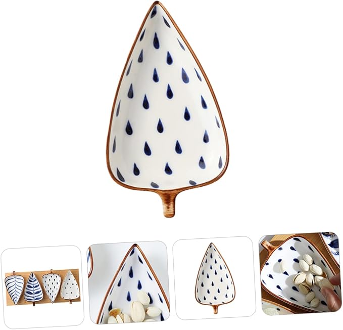 Homoyoyo Ceramic Snack Serving Plate with Leaf Design for Appetizers Sauces and Desserts for Home Dining Restaurants and Events
