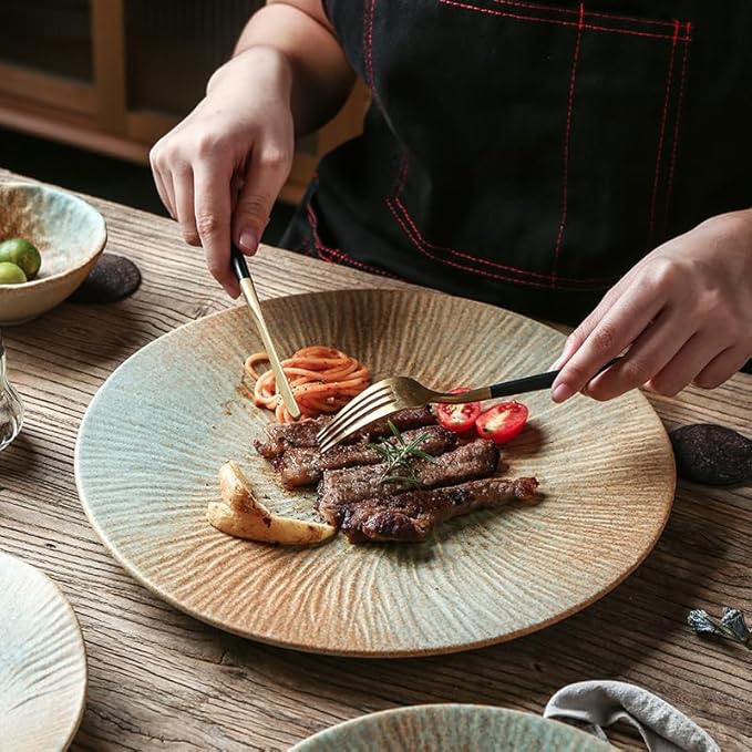 Round Ceramic Plate For Steak And Western Food Tableware For Home And Hotel(10inchfishplate)