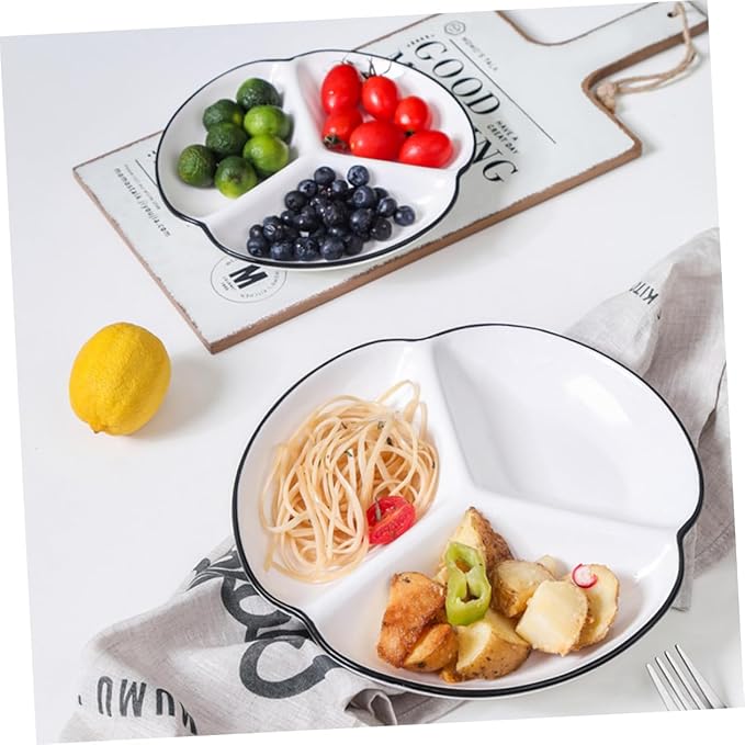 Zerodeko Ceramic Plates Divided Dinner Plate Sections for Salad Dessert Dish Serving