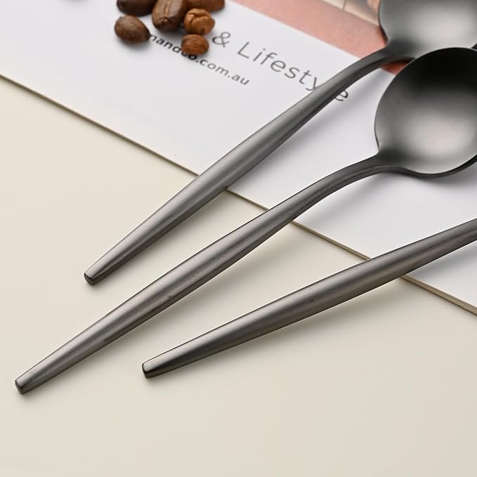 5.1 Inches Satin Black SS18/10 Teaspoon,Set Of 4 Stainless Steel Mini Coffee Spoons,Small Tea Spoon,Black Demitasse Spoons,Espresso Spoon