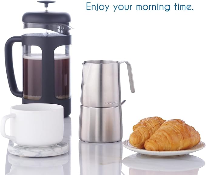 Easyworkz Stainless Steel Sugar bowl and Creamer Set, with Spoon and Anti-Drip Spout, Stackable Design, Brushed Silver