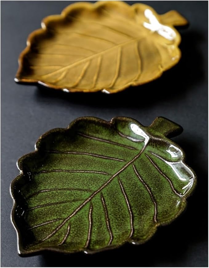 FAREWELL Dipping Bowls Snack Plate Appetizer Ceramic Plate Unique Condiment Plate Snack Plate Leaf-Shaped Small Plate Fruit Dessert Plate 5pc Appetizer Bowls (Color : C)