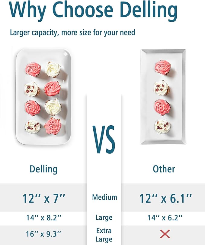 Delling 3 Tier Serving Tray for Dessert Table Display Set, 12 inch Tiered Serving Stand with Serving Dishes for Entertraining, Collapsible Sturdier Stand, White Serving Platters for Party Display Set
