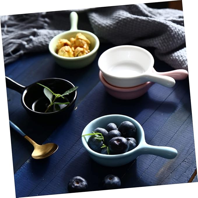 Healifty Ceramic Sauce Dishes with Handle Creative Mini Appetizer Plates for Dipping and Seasoning for Home School and Restaurants Dish