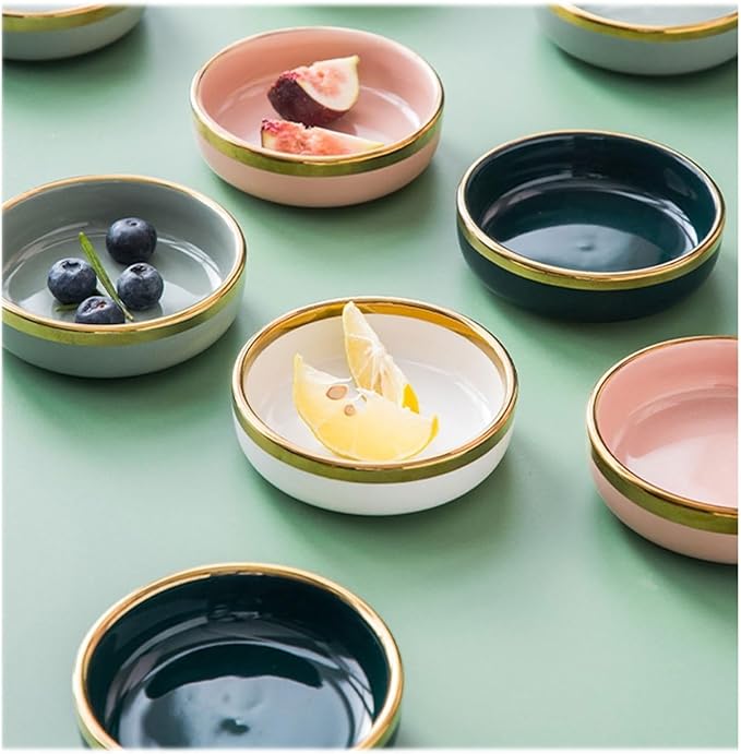 FAREWELL Dipping Bowls Dipping Bowl Set 5pcs Round Seasoning Plate Ceramic Small Bowl Dipping Sauce Dried Fruit Nut Candy Plate Appetizer Bowls (Color : C)