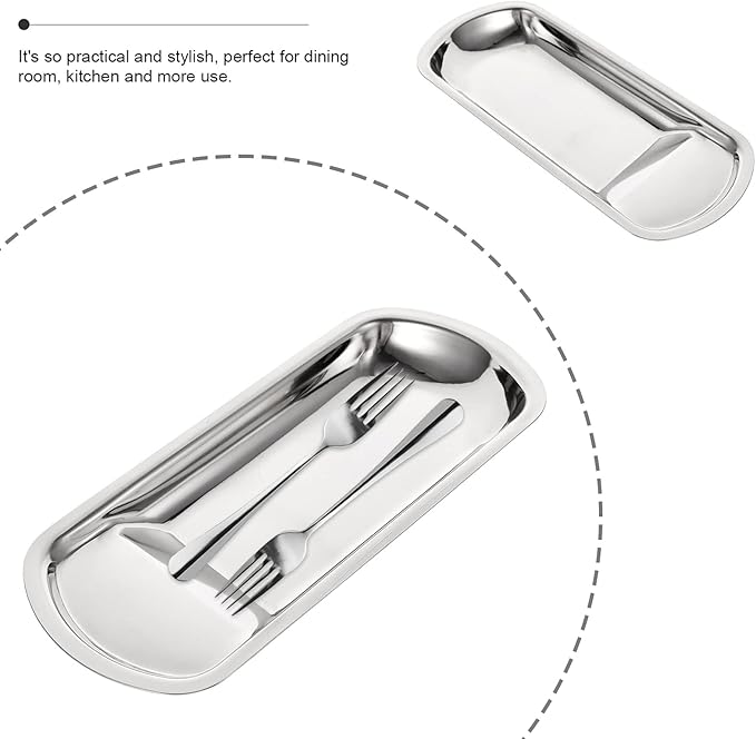 Cabilock 1pc Stainless Steel Serving Tray for Kitchen Multi-functional Spoon Ladle Holder and Lightweight Tableware for Catering Buffets and Family Reunions