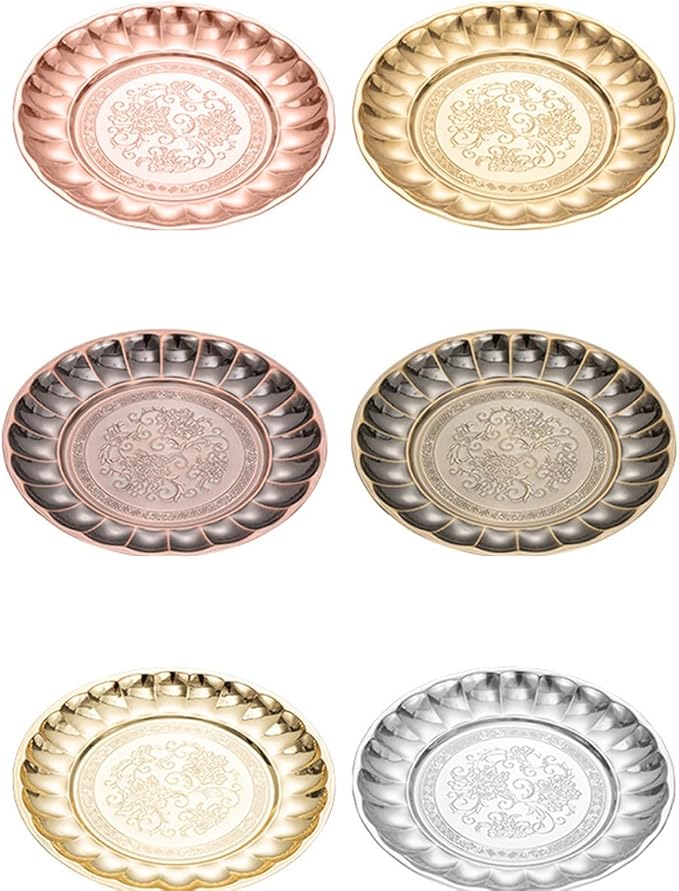 Stainless Steel Gold Plates 8.5 Inch Lightweight Unbreakable Dinner Dishes Plates 2 Pack Dessert Snack Plates for Outdoor Camping Wedding - Reusable & Shatterproof
