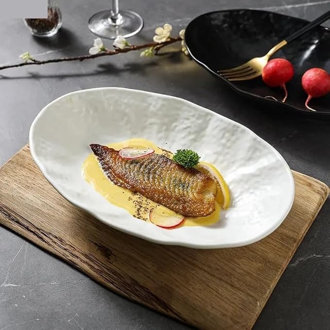 SONGCHAO Party Supplies Dinner Plate Dinner Plates Ceramic Cooking Dishes Restaurant Simple Solid Color Tableware Snack Dessert Pan Pasta Steak Plate Party Plates (Color : A 9.8 inch)