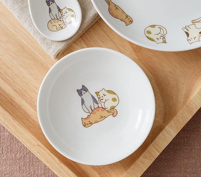 6pcs Ceramic Cat Appetizer Plates, Sauce Plates, Dessert Plates