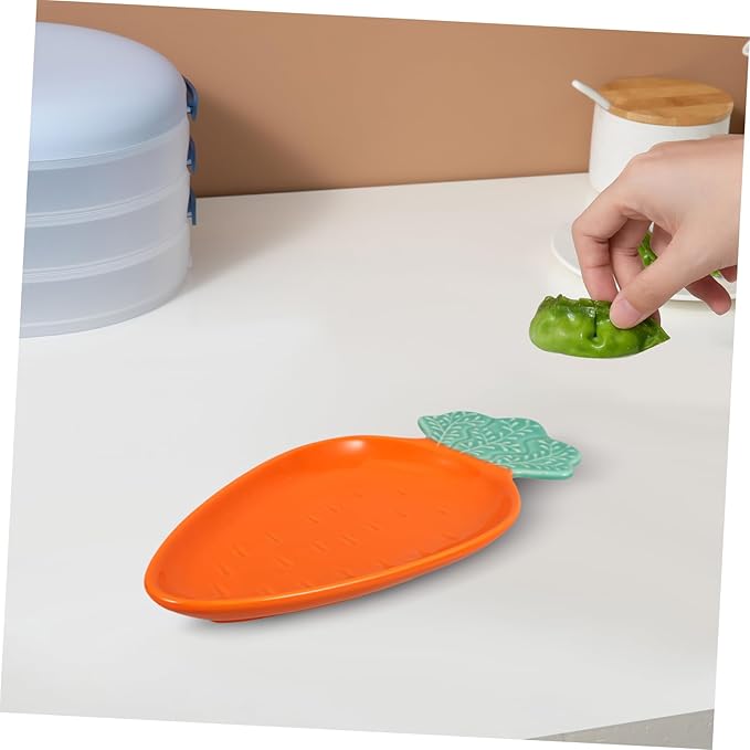 Carrot Shaped Dipping Plate Ceramic Soy Sauce Dish for Appetizers and Sushi Orange 7-inch Household Sauce Tray Convenient and Washable Restaurant Accessory