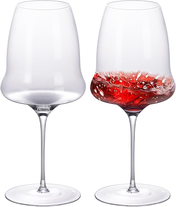 KAMMAK Wine Glasses Crystal Red and White Wine Glasses Set of 2, 27oz Hand Blown Large Glassware with Long Stem, Premium Glassware for Wine tasting, Birthday Gift, Party, Anniversary