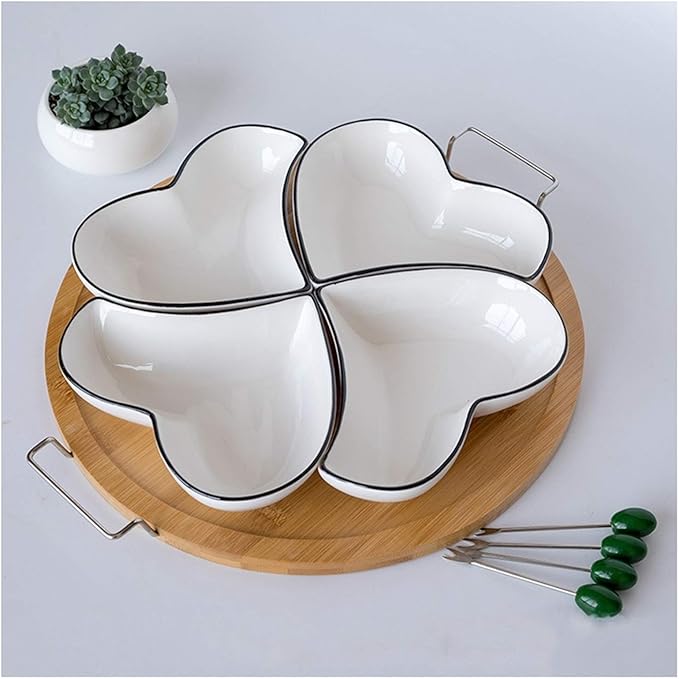 Dipping Bowls Ceramic Appetizer Plate, Snack Plate, Tableware, Seasoning Plate, Dipping Sauce Plate, Fruit Plate with Bracket Platter Sauce Dish (A)