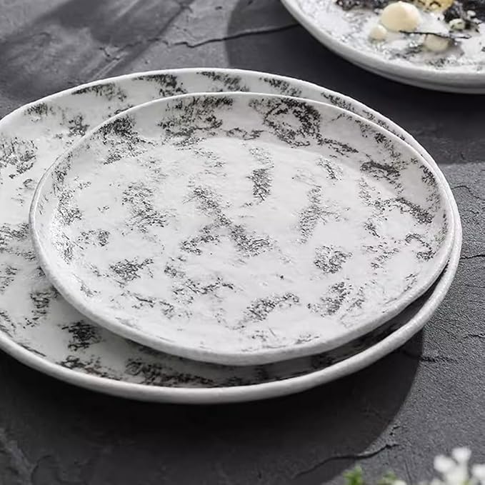 Kitchen Plates Creative Frosted Underglaze Ceramic Irregular Dinner Plate Cold Dish Plate Restaurant Salad Plate Appetizer Plate Restaurant Plates(8.5inch)