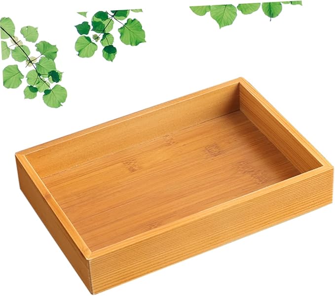 Cabilock Wooden Serving Tray Rectangular Multifunctional Desktop Food Plate for Home Kitchen Storage for Snacks Desserts Elegant