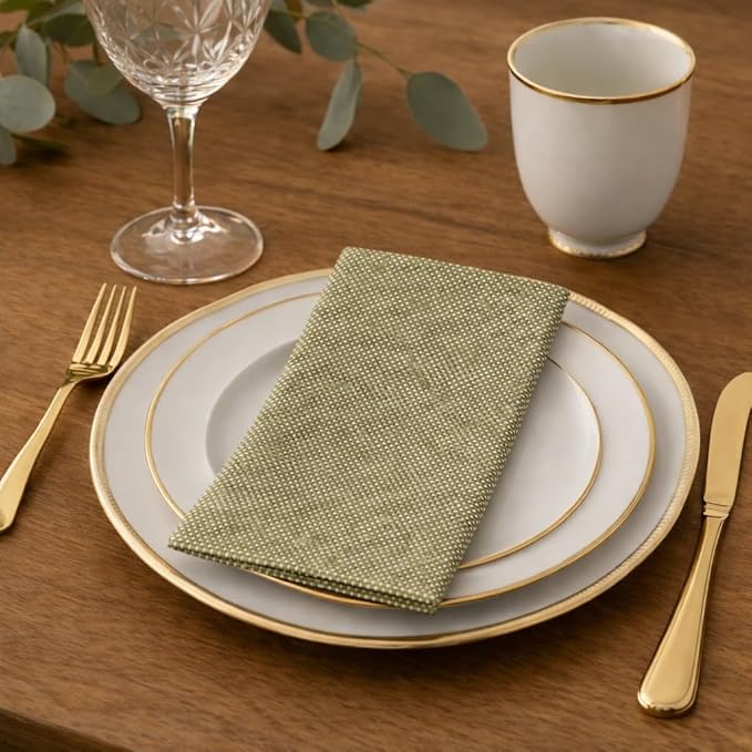 Made in Italy Linen-Feel Disposable Guest Towels - Premium Airlaid Cloth-Like Bathroom Napkins, Soft & Absorbent Luxury Hand Towels, Elegant Striped Dinner Napkins for Parties, Events, Bulk 500 Count
