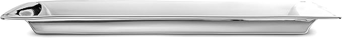 Royalty Art Fancy Serving Tray, 16” x 9.5”, Polished Silver Stainless Steel, Elegant Home Decor for Appetizers, Hor Dourves, Wine, and Event Hosting, Engraved Black Line