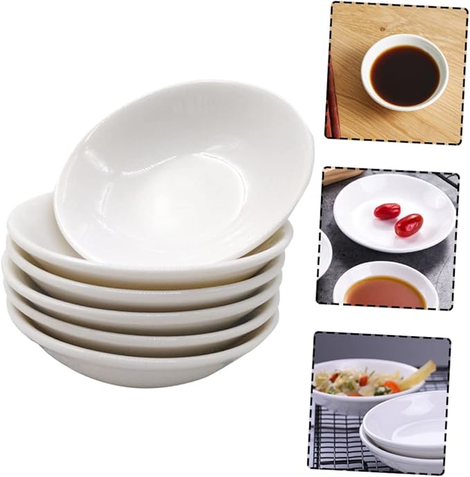 6pcs Ceramic Sauce Plates Dipping Bowls for Condiments Seasoning and Appetizers Lightweight and Portable Kitchen Tableware for Home Parties and Outdoor Use