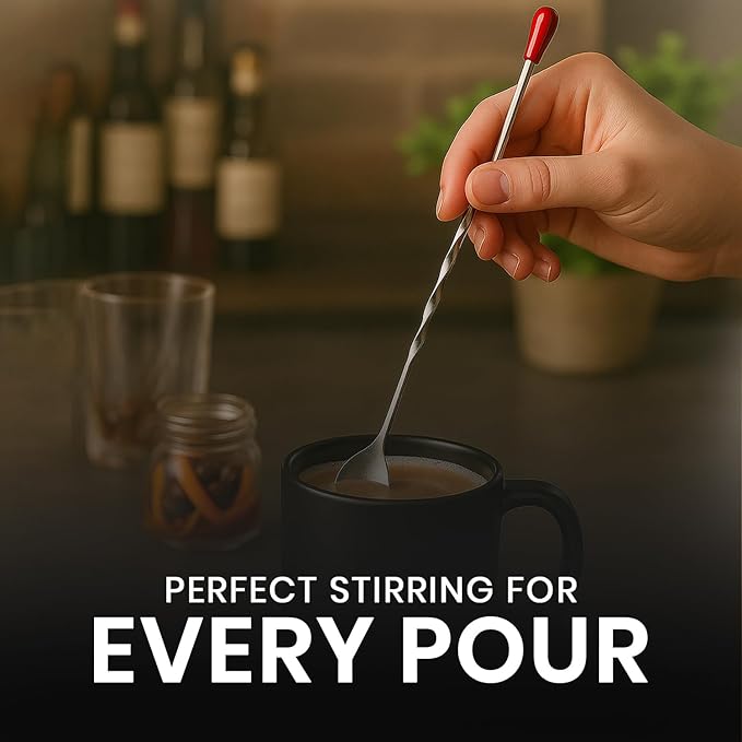 Rattleware 11" Twist Bar Spoon – Stainless Steel Long Handle Cocktail Mixing Spoon with Twisted Stem – Professional Bartender Stirring Spoon for Drinks, Coffee, Tall Glasses & Shakers