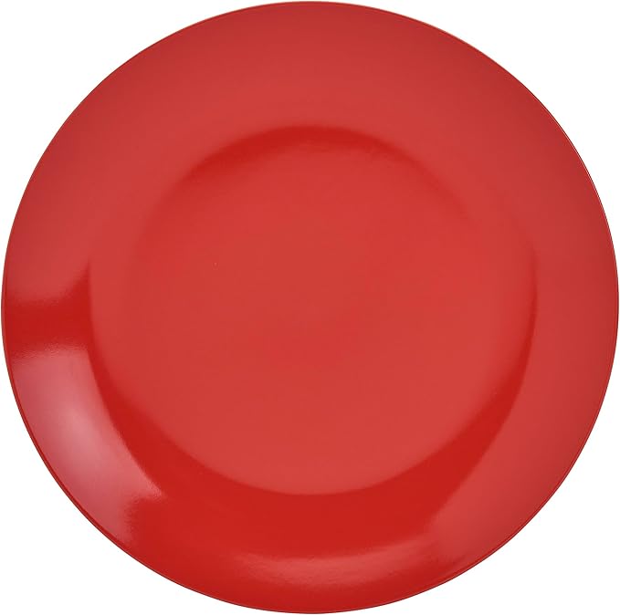 Tabletops Gallery 12-Piece Camila Patterned Ceramic Dinnerware Set of Kitchen Dishes, Dinner Plates, Cereal Bowls, Service for 4, Red