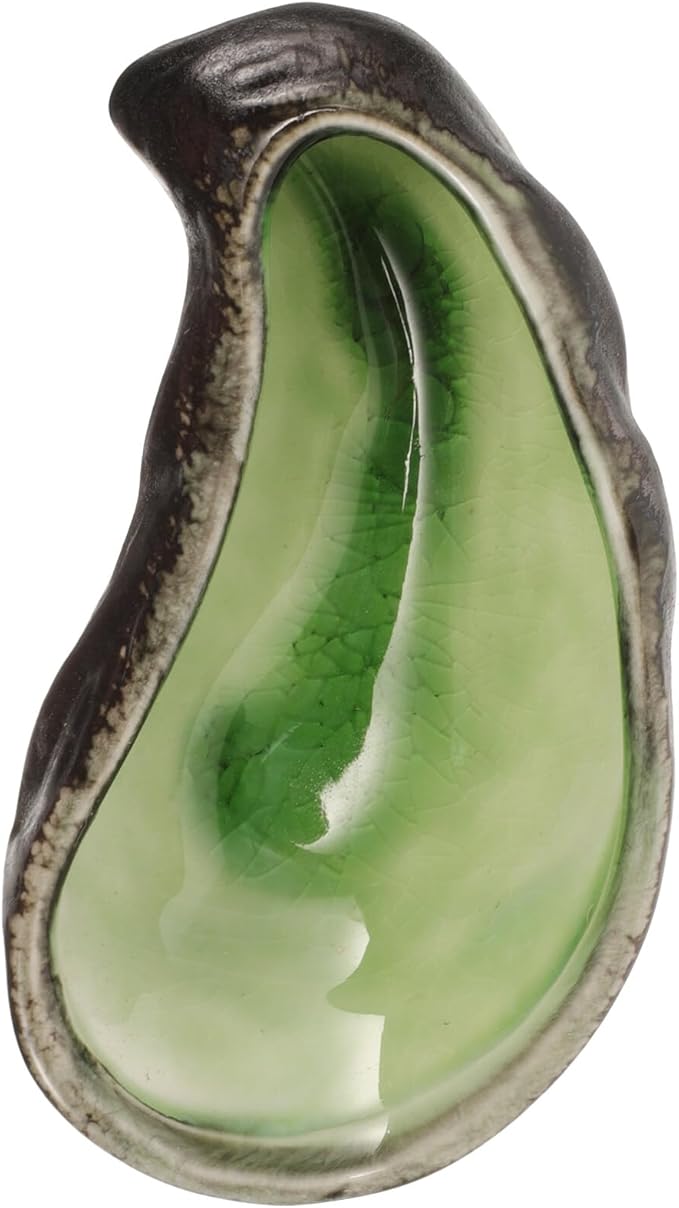 Ciieeo Ceramic Oyster Shell Plate Elegant Sushi Serving Dish for Sauces Appetizers Desserts and Caviar Decorative Food Server for Family Gatherings and Celebrations