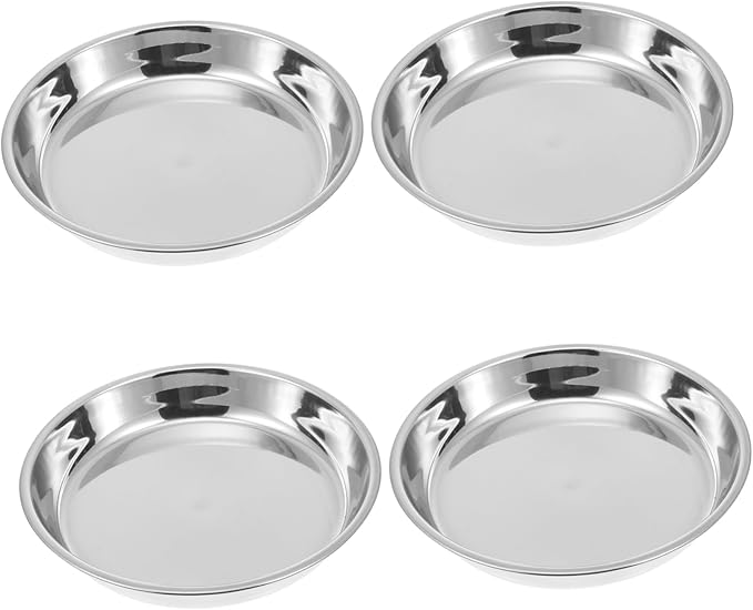 4pcs Stainless Steel Liangpi Plate Silver Slim Plate for Snacks Multi-function Serving Tray