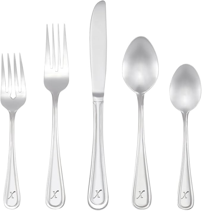 RiverRidge 46-Pc. Monogrammed Flatware, Service for 8, Marina Pattern - X